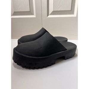 Jeffrey Campbell Black Platform Clogs Lug Sole Mules Womens 10 EUR 41 Slip On
